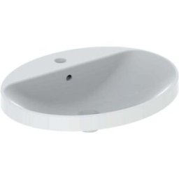 Geberit VariForm bassin 500725002 60x48cm, avec plage de robinetterie, trop - plein, de forme ovale, blanc KeraTect