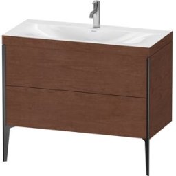 Duravit XViu Table de toilette XV4711OB213C 100x48cm, 2 2000 - out, Match2 trou de coulée, noir mat, Cadres C, Noyer d' Amérique