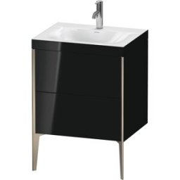 Duravit XViu Table de toilette XV4709OB140C 60x48cm, 2 2000 - out, Match2 trou de coulée, champagne mat, Cadres C, noir brillant