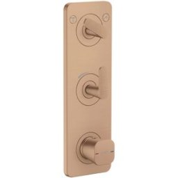 Hansgrohe module thermostat 380/120 UP FS 49701310 encastré, avec plaque pour 2 consommateurs, or rouge brossé