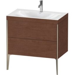 Duravit XViu Table de toilette XV4710OB113C 80x48cm, 2 2000 - out, Match2 trou de coulée, champagne mat, Cadres C, Noyer d' Amérique