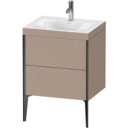 Duravit XViu Table de toilette XV4709OB275C 60x48cm, 2 2000 - out, Match2 trou de coulée, noir mat, Cadres C, le lin