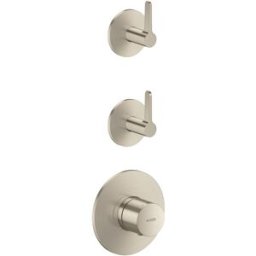 Module thermostatique hansgrohe AXOR One 48722820, installation encastrée, 2 sorties, avec poignée à levier, nickel brossé