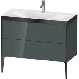 Duravit XViu Table de toilette XV4711OB238P 100x48cm, 2 2000 - out, Match2 trou de coulée, noir mat, Cadres P, Dolomiti gris brillant
