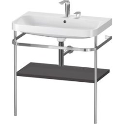 Duravit Happy D.2 Plus combinaison lavabo pour meuble HP4837E8080 77,5 x 49 cm, 2 trous pour robinetterie, graphite super mat, avec console en métal