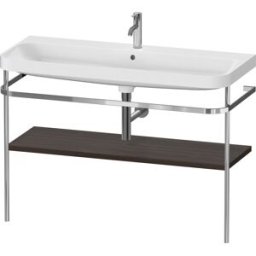 Combinaison lavabo pour meuble Duravit Happy D.2 Plus HP4839O69690000 117,5x49cm, avec console en métal, 1 trou pour robinetterie, noyer brossé