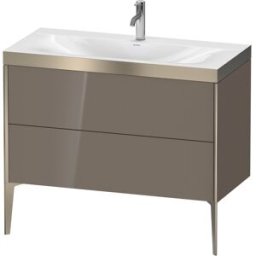Duravit XViu Table de toilette XV4711OB189P 100x48cm, 2 2000 - out, Match2 trou de coulée, champagne mat, Cadres P, flanelle gris brillant