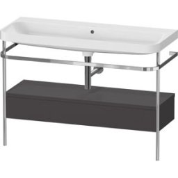 Duravit Happy D.2 Plus combinaison lavabo pour meuble HP4844N80800000 117,5x49cm, avec console en métal, sans trou pour robinet, graphite super mat