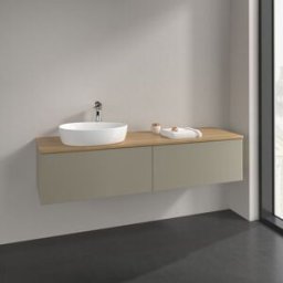 Villeroy und Boch Meuble sous-vasque Villeroy et Boch Antao L37011HK 160x36x50cm, plan vasque couleur chêne miel, laqué mat gris pierre