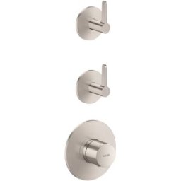 Module thermostatique encastré hansgrohe AXOR One 48722800, 2 sorties, avec poignée à levier, finition inox