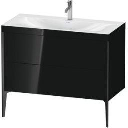 Duravit XViu Table de toilette XV4711OB240C 100x48cm, 2 2000 - out, Match2 trou de coulée, noir mat, Cadres C, noir brillant