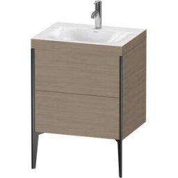 Duravit XViu Table de toilette XV4709OB235C 60x48cm, 2 2000 - out, Match2 trou de coulée, noir mat, Cadres C, en terre chêne
