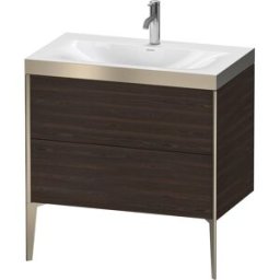 Duravit XViu Table de toilette XV4710OB169P 80x48cm, 2 2000 - out, Match2 trou de coulée, champagne mat, Cadres P, noyer satiné
