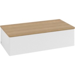 Villeroy und Boch Meuble sous-vasque Villeroy et Boch Antao L40101GF 100x26,8x50cm, plan vasque couleur chêne miel, laqué blanc brillant