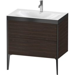 Duravit XViu Table de toilette XV4710OB269P 80x48cm, 2 2000 - out, Match2 trou de coulée, noir mat, Cadres P, noyer satiné