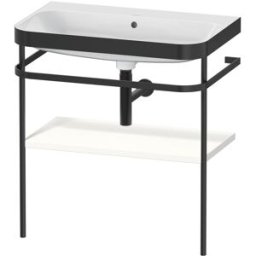 Combinaison lavabo pour meuble Duravit Happy D.2 Plus HP4737N3636 77,5 x 49 cm, sans trou pour robinetterie, blanc , avec console en métal