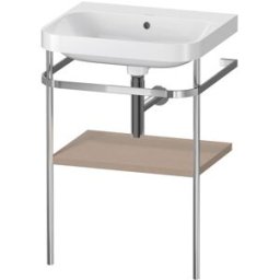 Combinaison lavabo pour meuble Duravit Happy D.2 Plus HP4835N7575 57,5 x 49 cm, sans trou pour robinetterie, lin, avec console en métal