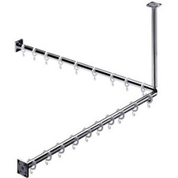 Emco 358700121 Set de douche 900 mm (2 x Barre pour rideau de douche, 1 x Set de montage, 1 x Ecoincon, 90°, 1 x Support plafond pour barre, 18 x Anneau de douche)
