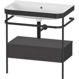 Duravit Happy D.2 Plus combinaison lavabo pour meuble HP4742N8080 77,5 x 49 cm, sans trou pour robinetterie, graphite super mat, avec console en métal