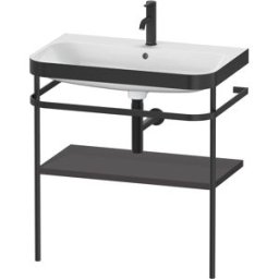 Duravit Happy D.2 Plus combinaison lavabo pour meuble HP4737O8080 77,5 x 49 cm, 1 trou pour robinetterie, graphite super mat, avec console en métal