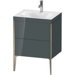 Duravit XViu Table de toilette XV4709OB138C 60x48cm, 2 2000 - out, Match2 trou de coulée, champagne mat, Cadres C, Dolomiti gris brillant