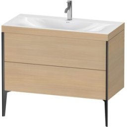 Duravit XViu Table de toilette XV4711OB271C 100x48cm, 2 2000 - out, Match2 trou de coulée, noir mat, Cadres C, le chêne méditerranéen