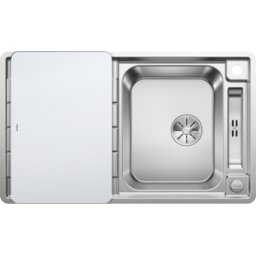 Blanco évier 522102 86 x 51 cm, Inox soie, réversible, télécommande de vidange avec commande rotative
