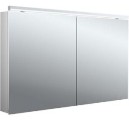 Emco flat 2 Classic armoire à miroir éclairée en saillie 979706505 1200x729mm, éclairage supérieur à LED, 2 portes, aluminium