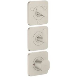 Hansgrohe Axor Citterio C module thermostat 380/120, 49710800 coupe cubique, aspect inox, encastré, avec rosaces