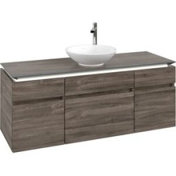 Villeroy und Boch Legato Villeroy et Boch vasque B586L0RK 140x55x50cm, meuble sous-vasque central, avec éclairage, Stone Oak