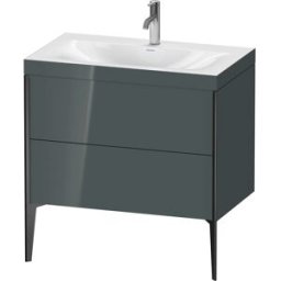 Duravit XViu Table de toilette XV4710OB238C 80x48cm, 2 2000 - out, Match2 trou de coulée, noir mat, Cadres C, Dolomiti gris brillant