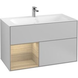 Villeroy und Boch Villeroy et Boch Finion Villeroy et Boch G030PCGJ 99,6x59,1cm, éclairage mural, étagère à gauche Oak Veneer , gris clair mat