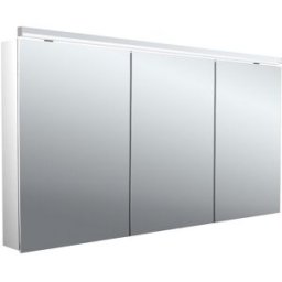 Emco flat 2 Classic armoire à miroir éclairée en saillie 979706506 1400x729mm, éclairage supérieur à LED, 3 portes, aluminium