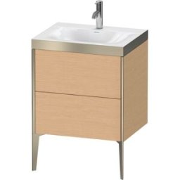 Duravit XViu Table de toilette XV4709OB112P 60x48cm, 2 2000 - out, Match2 trou de coulée, champagne mat, Cadres P, chêne brossé