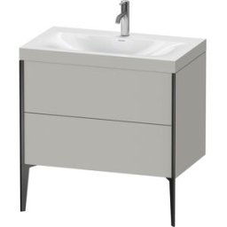 Duravit XViu Table de toilette XV4710OB207C 80x48cm, 2 2000 - out, Match2 trou de coulée, noir mat, Cadres C, gris béton mat