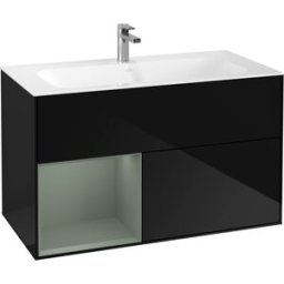 Villeroy und Boch Villeroy et Boch Finion Villeroy et Boch G030GMPH 99,6x59,1cm, éclairage mural, étagère à gauche Olive Matt Lacquer , Glossy Black Lacquer