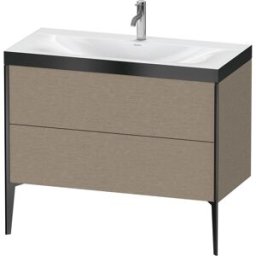 Duravit XViu Table de toilette XV4711OB211P 100x48cm, 2 2000 - out, Match2 trou de coulée, noir mat, Cadres P, le cachemire chêne