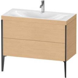 Duravit XViu Table de toilette XV4711OB230C 100x48cm, 2 2000 - out, match3 trou de coulée, noir mat, Cadres C, Eiche natur