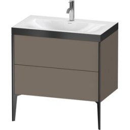Duravit XViu Table de toilette XV4710OB290P 80x48cm, 2 2000 - out, Match2 trou de coulée, noir mat, Cadres P, flanelle gris mat de soie