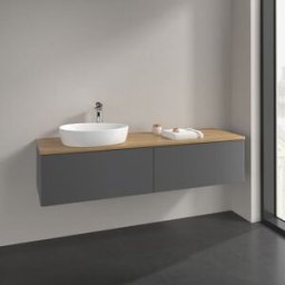 Villeroy und Boch Meuble sous-vasque Villeroy et Boch Antao L37011GK 160x36x50cm, plan vasque couleur chêne miel, laqué mat anthracite