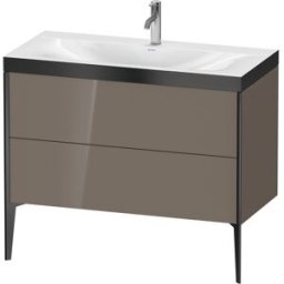 Duravit XViu Table de toilette XV4711OB289P 100x48cm, 2 2000 - out, Match2 trou de coulée, noir mat, Cadres P, flanelle gris brillant