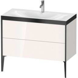 Duravit XViu Table de toilette XV4711OB222P 100x48cm, 2 2000 - out, match3 trou de coulée, noir mat, Cadres P, blanc haute brillance