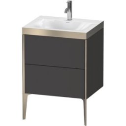 Duravit XViu Table de toilette XV4709OB180P 60x48cm, 2 2000 - out, Match2 trou de coulée, champagne mat, Cadres P, Supermatt graphite