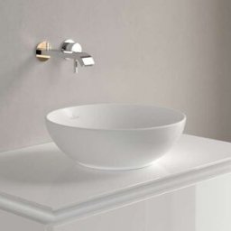 Villeroy und Boch Vasque à poser Villeroy et Boch Loop & Friends 4A4500RW Ø 38 cm, sans plage de robinetterie, avec trop-plein, Stone White CeramicPlus