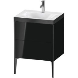 Duravit XViu Table de toilette XV4709OB240P 60x48cm, 2 2000 - out, Match2 trou de coulée, noir mat, Cadres P, noir brillant