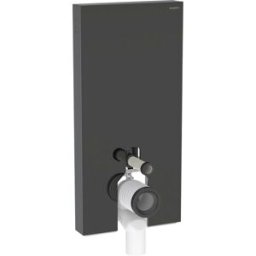 Module de toilettes sur pied Geberit Monolith 131203SJ6 hauteur 101cm, façade en verre noir, côté en aluminium chromé noir