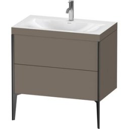 Duravit XViu Table de toilette XV4710OB290C 80x48cm, 2 2000 - out, Match2 trou de coulée, noir mat, Cadres C, flanelle gris mat de soie