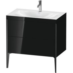 Duravit XViu Table de toilette XV4710OB240C 80x48cm, 2 2000 - out, Match2 trou de coulée, noir mat, Cadres C, noir brillant