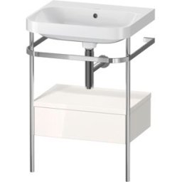 Combinaison lavabo pour meuble Duravit Happy D.2 Plus HP4840N2222 57,5 x 49 cm, sans trou pour robinet, brillant blanc , avec console en métal