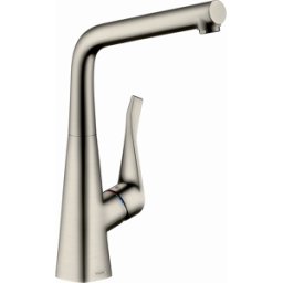 Hansgrohe mitigeur de cuisine Metris M71 320 14822800 aspect acier inoxydable, bec pivotant à 3 niveaux